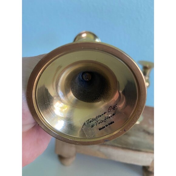 Made in India Vintage Brass Candle Stick Holders Set of 2 - Picture 9 of 12